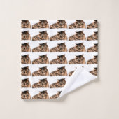 Badetuch-Set - Maine-Coon-Katze Badhandtuch Set (Waschlappen)