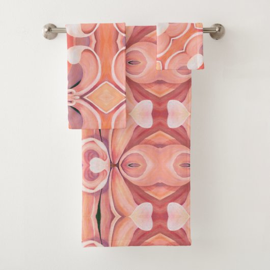 Badetuch Set Peach Dahlia Abstrakt (Insitu)