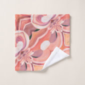 Badetuch Set Peach Dahlia Abstrakt (Waschlappen)