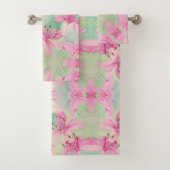 Badetuch Set - Rosa Aquarellblüte (Insitu)
