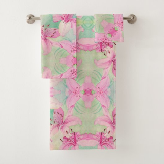 Badetuch Set - Rosa Aquarellblüte (Insitu)