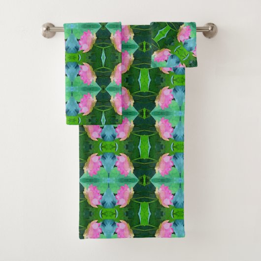 Badetuch Set - Rosa Lotus Abstrakt (Insitu)