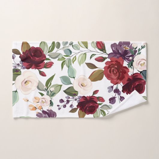 Badetuch Set Weiße Rosen Goldene Geometrie (Handtuch)