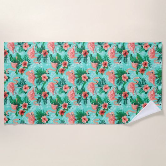 Badetuch tropisch Flamingo (Vorderseite)