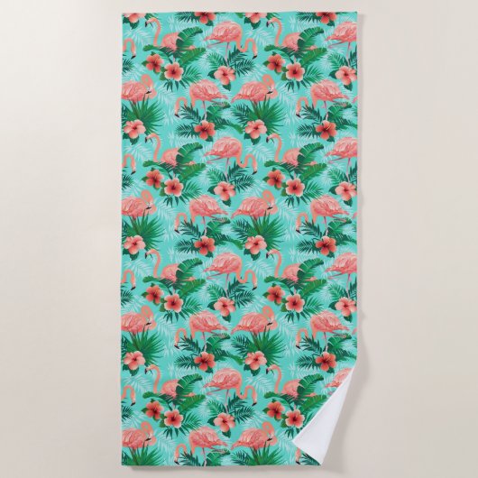 Badetuch tropisch Flamingo (Vorderseite)