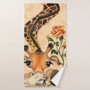Badetücher mit romantischer Giraffe mit Rose Badhandtuch Set
