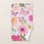 Badetücher, Schmetterlinge und Blume, rosa Badhandtuch Set (Handtuch)