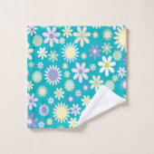Badetücher Set Blau Blume (Waschlappen)