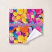 Badetücher Set farbenfrohe Pom Poms (Waschlappen)