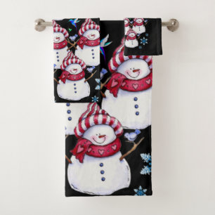 Badetücher Set Weihnachten, Schneemann