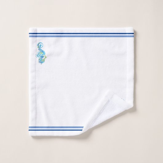 Badetücher Set Weiße Farbe mit Seepferden (Waschlappen)
