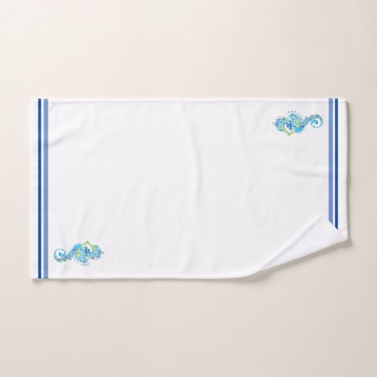 Badetücher Set Weiße Farbe mit Seepferden (Handtuch)