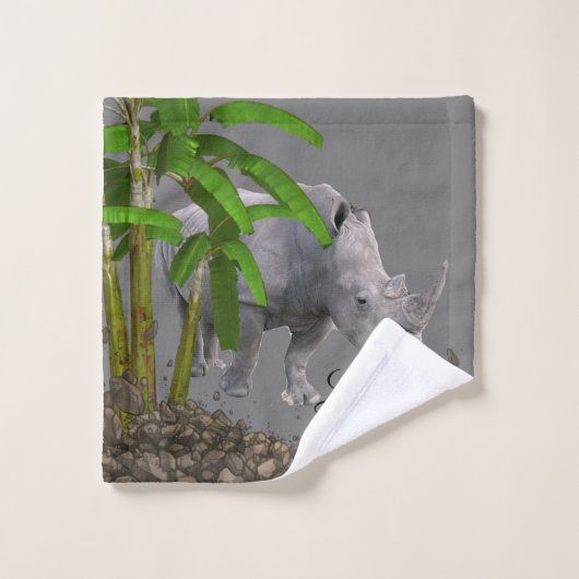 Badetücher Sets Grau Rhinozeros Trees (Waschlappen)