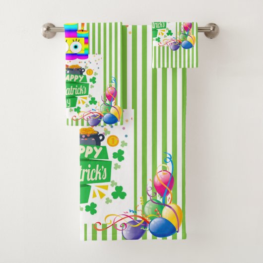 Badetücher Sets, St. Patrick's Day Happy Birthday Badhandtuch Set (Insitu)