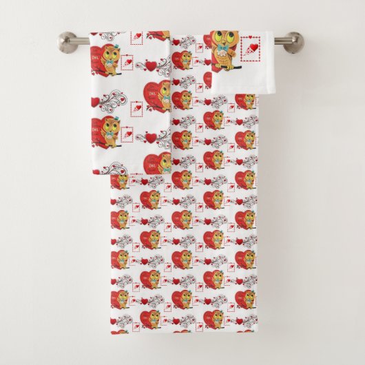 Badetücher Sets Valentine's Owl Vintag (Insitu)