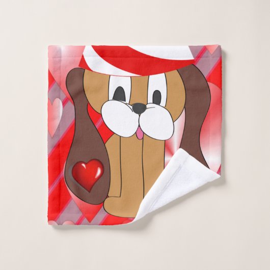 Badetücher Sets Valentinstag, Hund (Waschlappen)