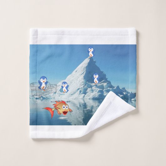 Badetücher Sets Valentinstag Pinguin Fisch (Waschlappen)