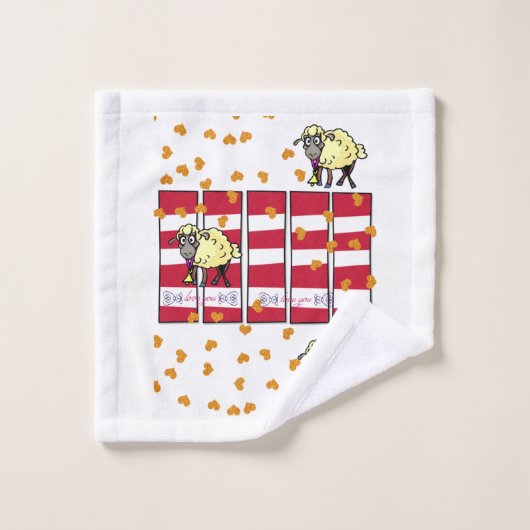 Badetücher Sets Valentinstag Schafherzen (Waschlappen)