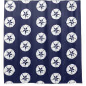 Badewanne am Meer Blau Weißer Sand Dollar Muschel Duschvorhang (Vorderseite)