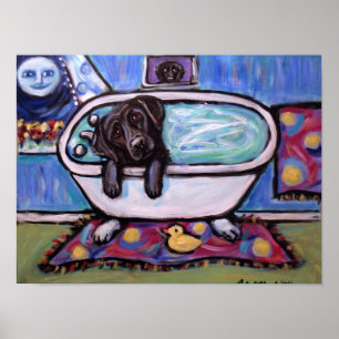 Badewanne aus schwarzem Labrador Poster