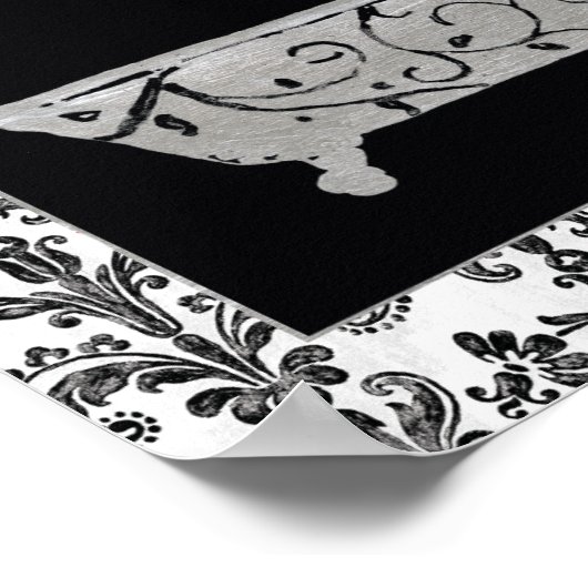 Badewanne in Schwarz und Weiß Poster (Ecke)