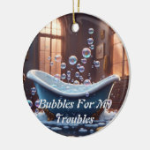 Badewanne mit Blasen, Niedlicher, sonniger Cartoon Keramik Ornament (Links)