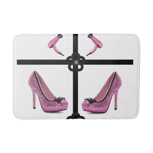 Badewanne mit rosa Blastrockner Badematte (Vorderseite)