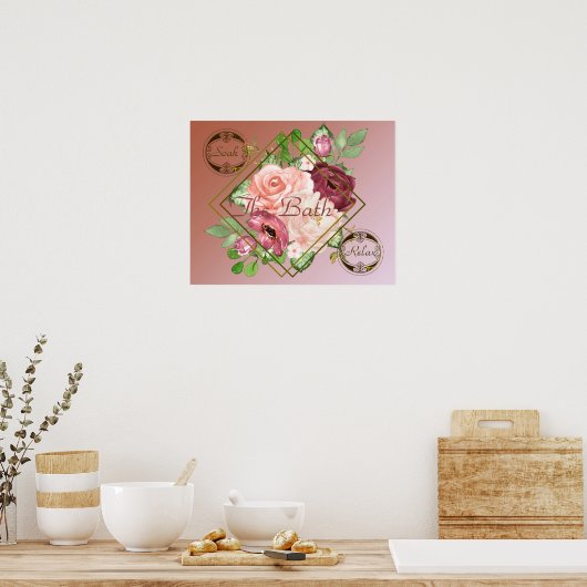 Badewanne mit Rose Poster (Küche)
