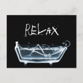 BADEWANNE-RÖNTGENBLICK-SKELETT - BLAU POSTKARTE (Vorderseite)