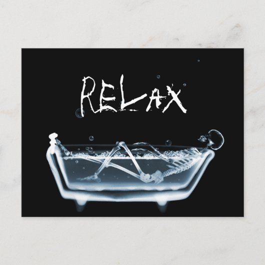 BADEWANNE-RÖNTGENBLICK-SKELETT - BLAU POSTKARTE (Vorderseite)