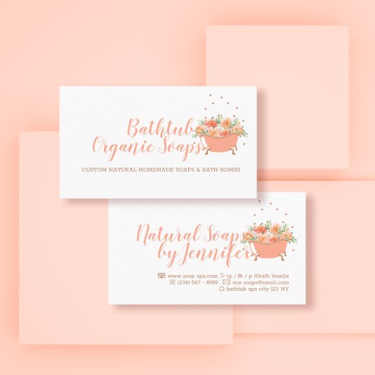 Badewanne Seife Blase Orange Visitenkarte