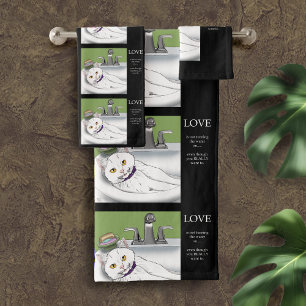 Badewanne Sink Weiße Katze Badhandtuch Set