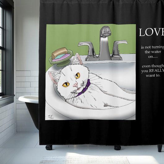 Badewanne Sink Weiße Katze Duschvorhang