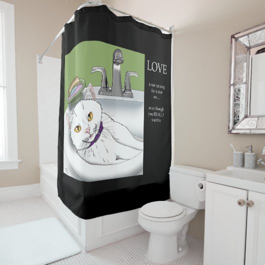 Badewanne Sink Weiße Katze Duschvorhang (Beispiel)