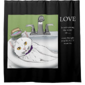 Badewanne Sink Weiße Katze Duschvorhang (Vorderseite)