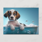 Badewanne und Blasen Puppy Postkarte (Vorderseite)