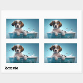 Badewanne und Blasen Puppy Rechteckiger Aufkleber (Blatt)