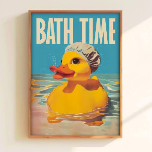Badezeit-Gummiente Druck – Retro-Badezimmer-Wand Poster