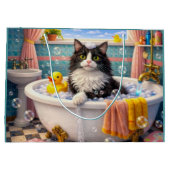 Badezeit, Katze Große Geschenktüte (Rückseite)
