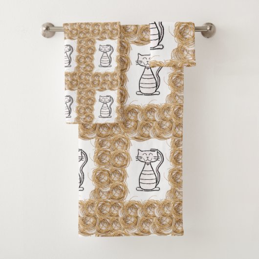 Badezimmer Handtuch Sets Katze (Insitu)