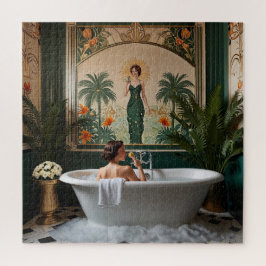 Badezimmer im Art Deco Stil mit badender Frau Puzzle