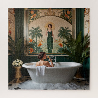 Badezimmer im Art Deco Stil mit badender Frau Puzzle