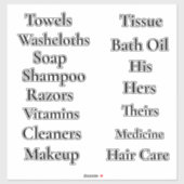 Badezimmer Kabine individuell anpassbarer Vinyl Aufkleber (Blatt)