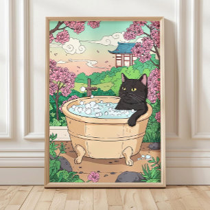 Badezimmer-Katze in Badewanne Wandkunst, Lustiges Poster