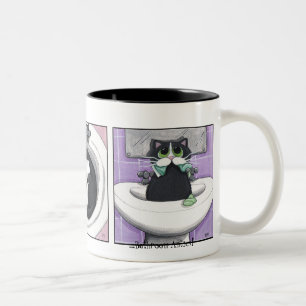 Badezimmer-Mätzchen #2 - Katzen-Tasse Zweifarbige Tasse