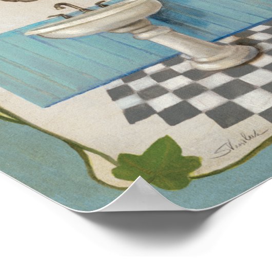 Badezimmer mit Blumenstrauß Poster (Ecke)