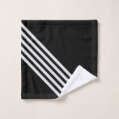 Badezimmer mit schwarz-weißem Streifen Badhandtuch Set (Waschlappen)