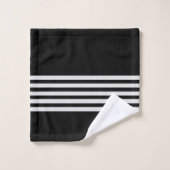 Badezimmer mit schwarz-weißem Streifen Badhandtuch Set (Waschlappen)