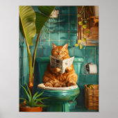 Badezimmer Orange Tabby Katzen Druck, Lustiger Tab Poster (Vorne)