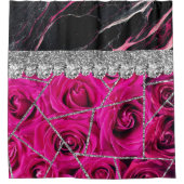 Badezimmer Räume Design Zuhause Schwarzer Glitzer Duschvorhang (Vorderseite)